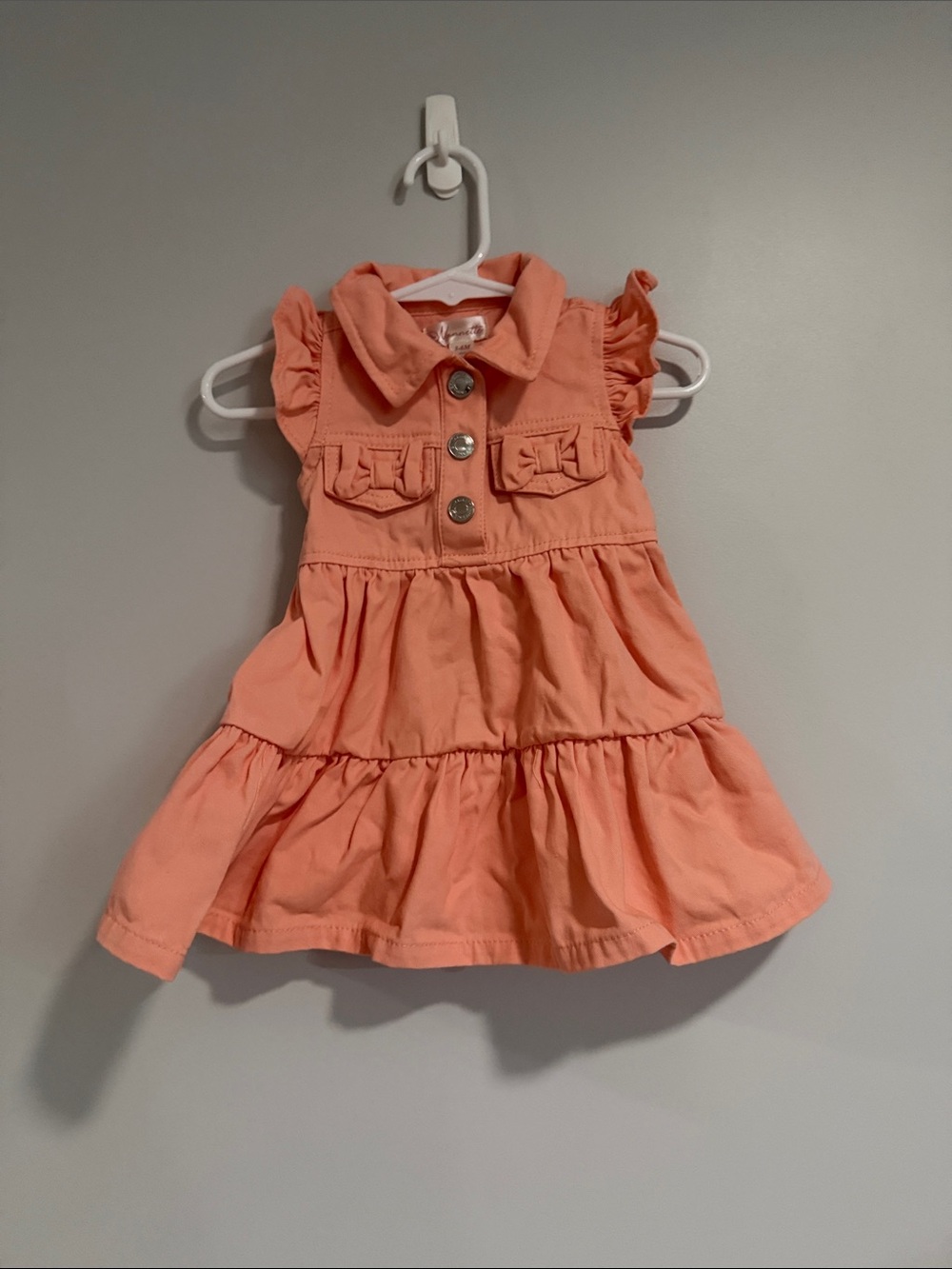 Baby Girl Coral Tiered Ruffle Dress